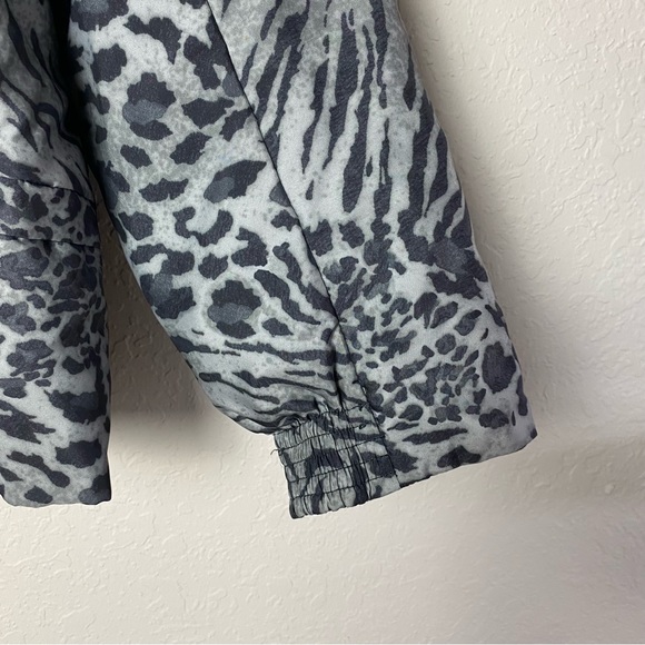 Jones New York Sport Puffer Zip-Up Jacket Gray Animal Print - Picture 4 of 8